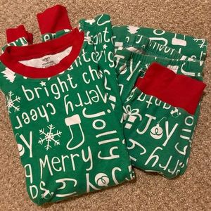 Carter’s Christmas Pajamas Family Matching Green Words - Adult Medium